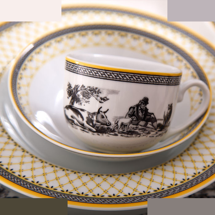 سرویس غذاخوری 102 پارچه چینی زرین ایران سری ایتالیا اف مدل ویلیج درجه عالی