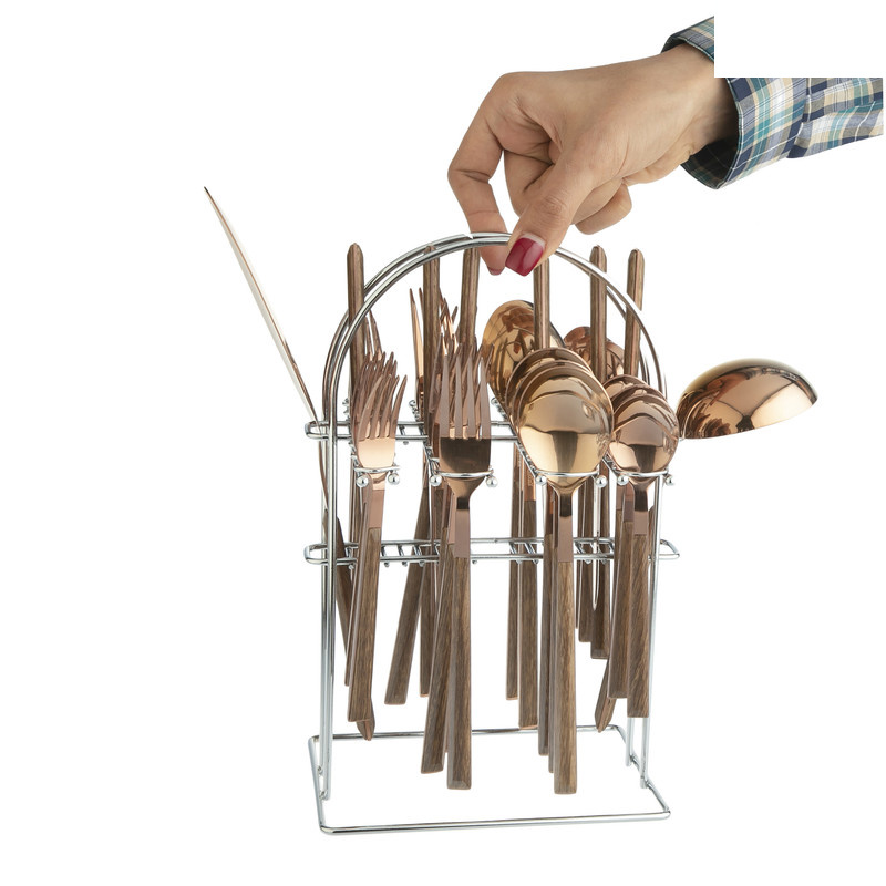 سرویس قاشق و چنگال 33 پارچه جی فی نی مدل  WOOD-R سرویس قاشق و چنگال 33 پارچه جی فی نی مدل  WOOD-R