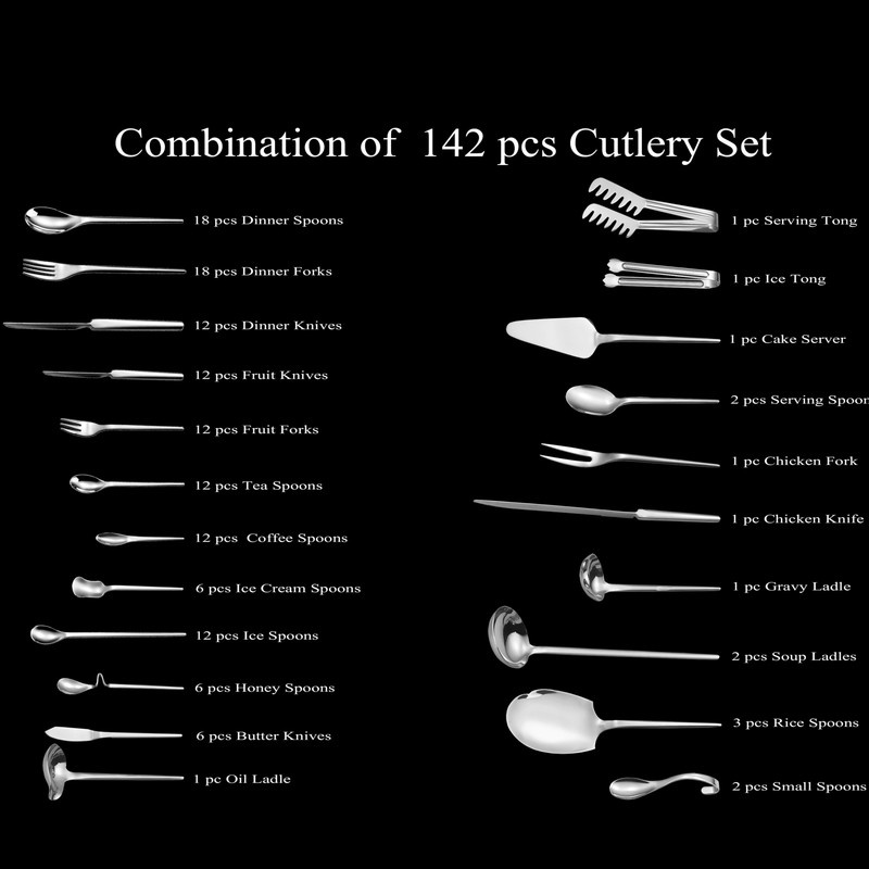 سرویس قاشق و چنگال 142 پارچه جی فی نی مدل T-608 لاکچری سرویس قاشق و چنگال 142 پارچه جی فی نی مدل T-608 لاکچری