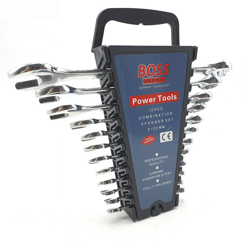 آچار یکسر تخت و یکسر رینگی باس مدل LIFE-STYLE مجموعه 12 عددی آچار یکسر تخت و یکسر رینگی باس مدل LIFE-STYLE مجموعه 12 عددی