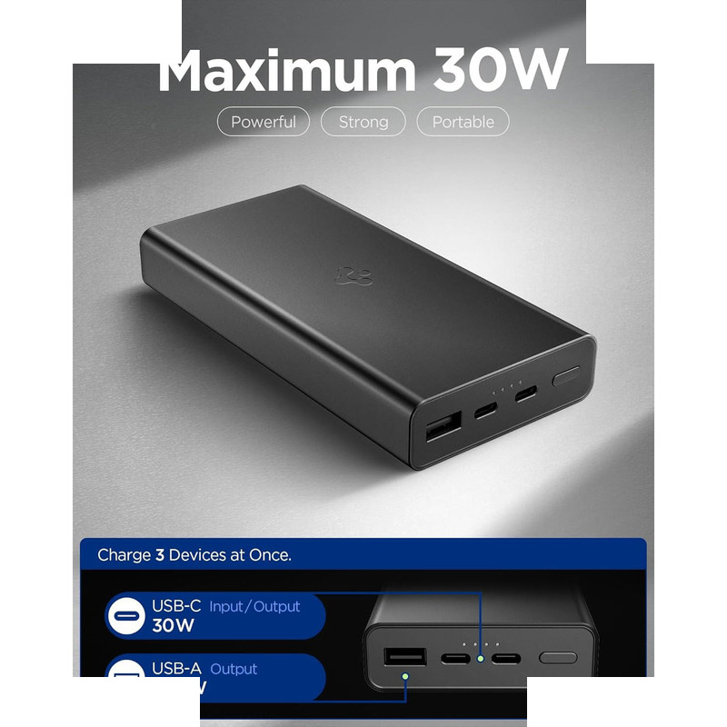 پاوربانک اسپیگن مدل EA3020 ظرفیت 20000 میلیآمپر ساعت