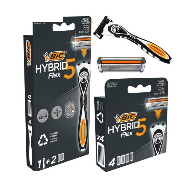 خود تراش بیک مدل HYBRID 5 FLEX به همراه تیغ یدک بسته 6 عددی