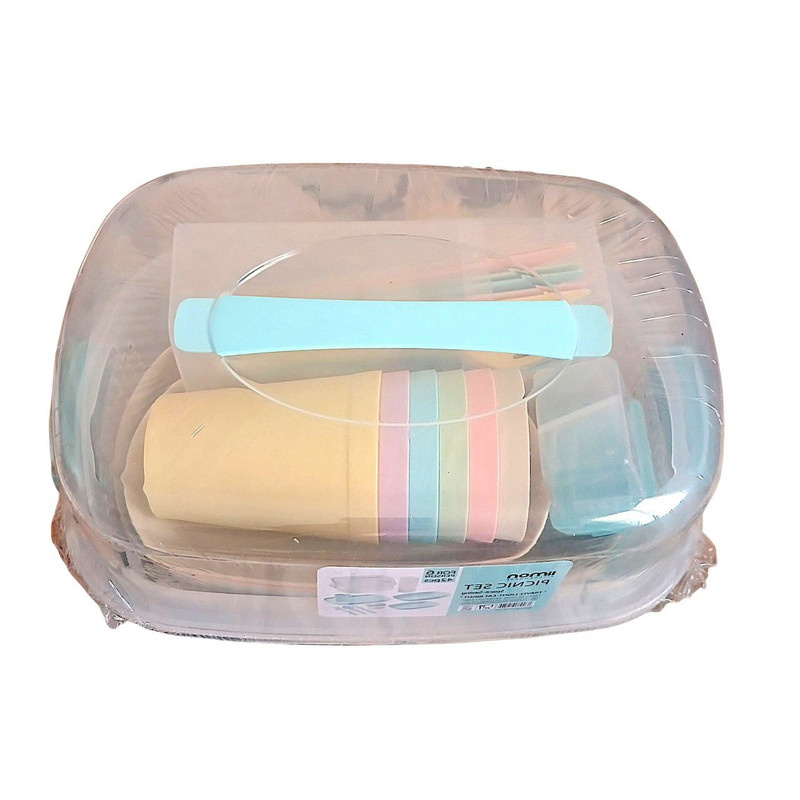 سبد پیک نیک 42 پارچه لیمون مدل پاستیلی سبد پیک نیک 42 پارچه لیمون مدل پاستیلی