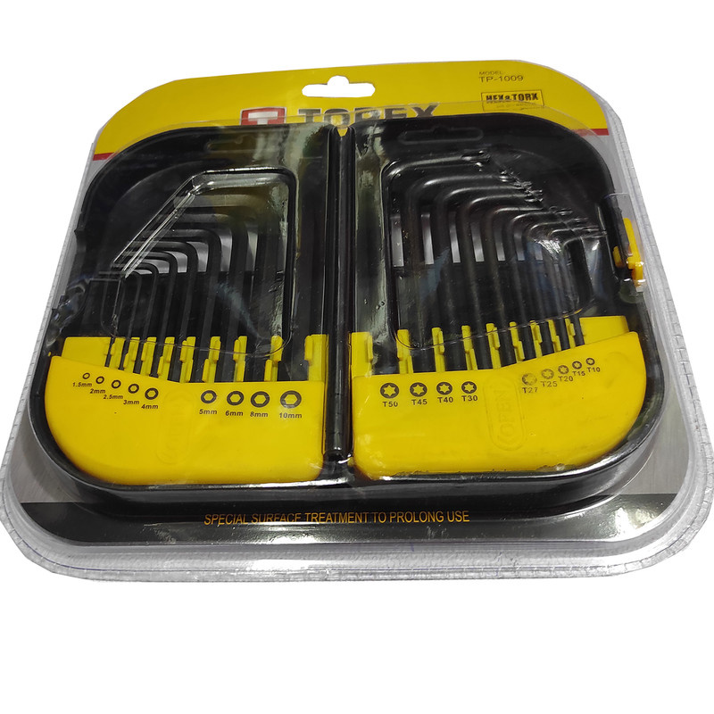 آچار آلن و ستاره ای تاپکس مدل فشار قوی کد SMT-TP100918PCS مجموعه 18 عددی آچار آلن و ستاره ای تاپکس مدل فشار قوی کد SMT-TP100918PCS مجموعه 18 عددی