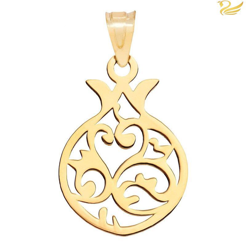 پلاک طلا 18عیار زنانه طرح اسلیمی انار و قو پلاک طلا 18عیار زنانه طرح اسلیمی انار و قو