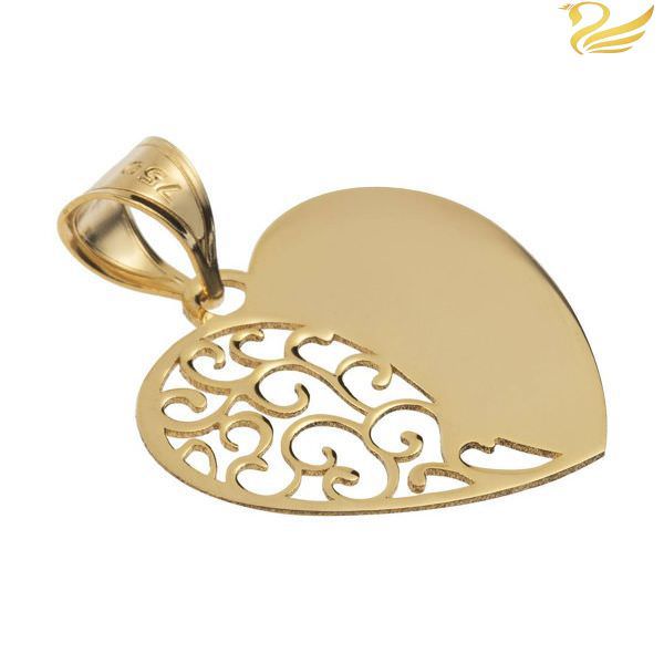پلاک طلا 18عیار طرح قلب نیمه پر اسلیمی پلاک طلا 18عیار طرح قلب نیمه پر اسلیمی