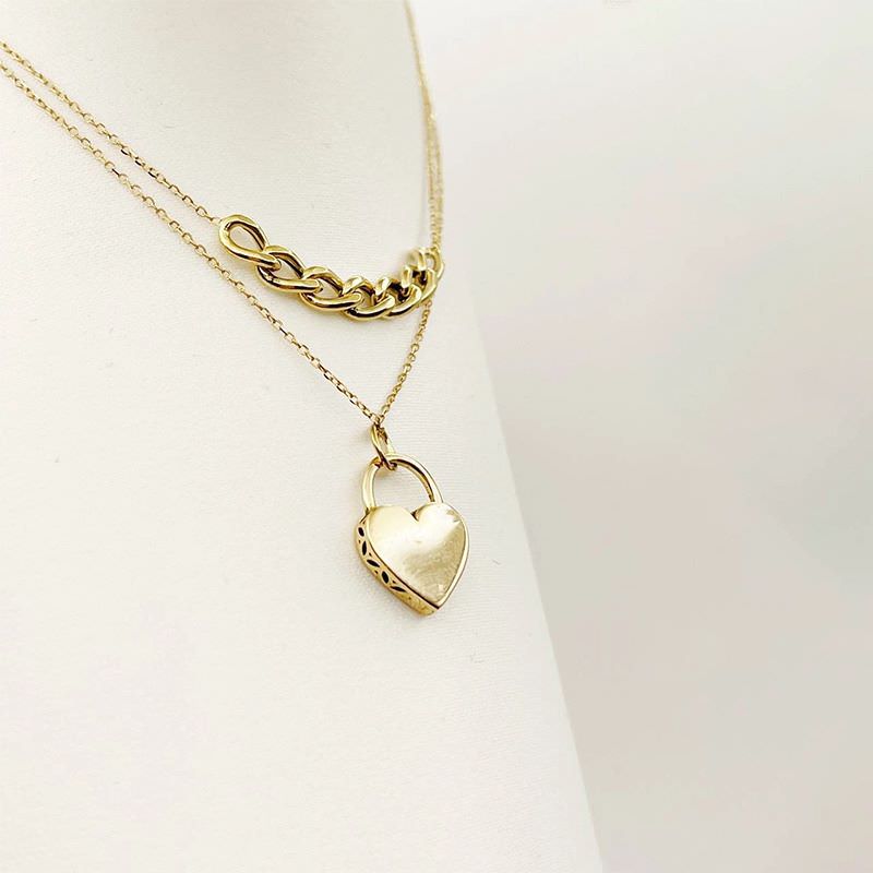 گردنبند طلا 18عیار طرح کارتیر و قلب تیفانی گردنبند طلا 18عیار طرح کارتیر و قلب تیفانی