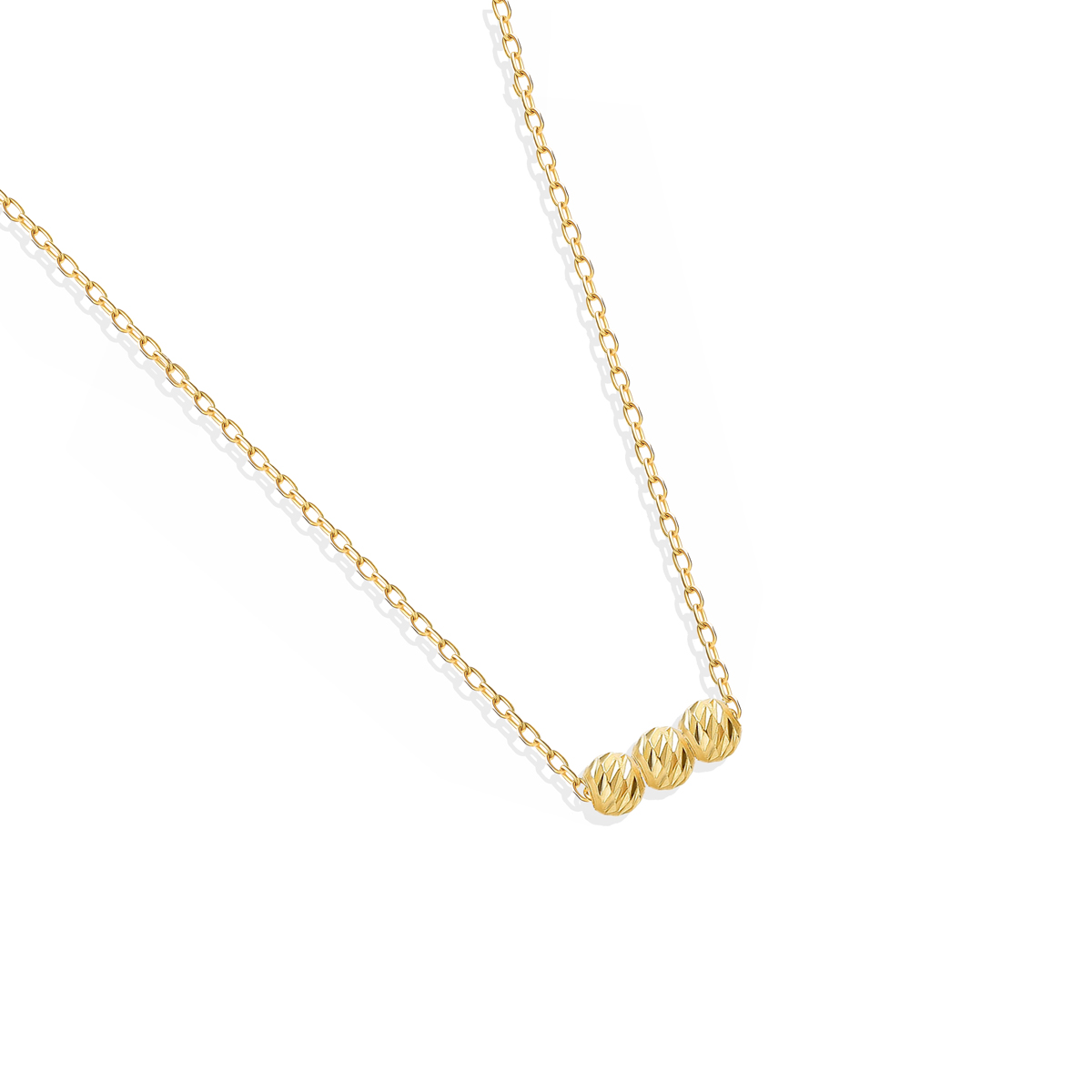 گردنبند طلا 18 عیار طرح البرنادو گوی سه تایی گردنبند طلا 18 عیار طرح البرنادو گوی سه تایی