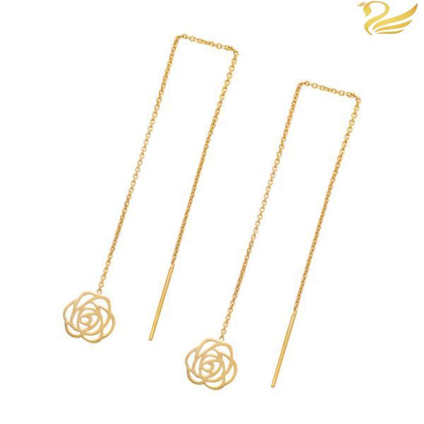 گوشواره طلا 18عیار بخیه ای گل رز گوشواره طلا 18عیار بخیه ای گل رز