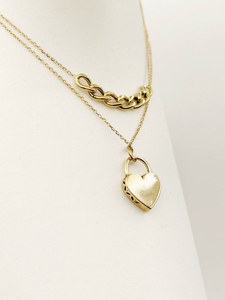 گردنبند طلا 18عیار طرح کارتیر و قلب تیفانی گردنبند طلا 18عیار طرح کارتیر و قلب تیفانی