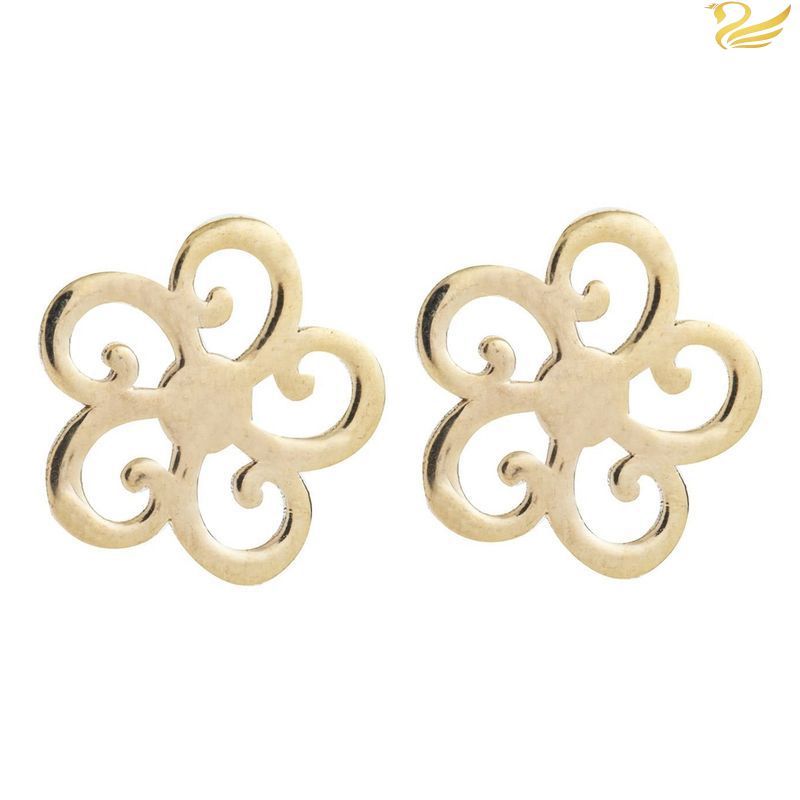 گوشواره طلا 18عیار گل پیچ پیچی گوشواره طلا 18عیار گل پیچ پیچی