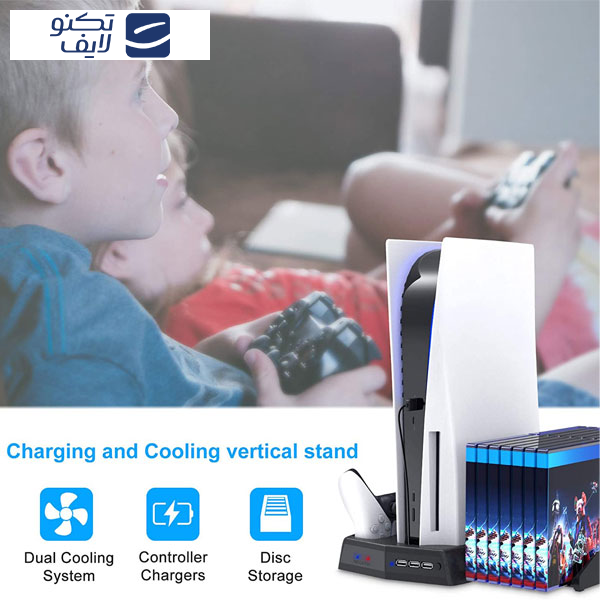 پایه شارژر و فن خنک کننده پلی استیشن 5 مدل P5-010-2 پایه شارژر و فن خنک کننده پلی استیشن 5 مدل P5-010-2
