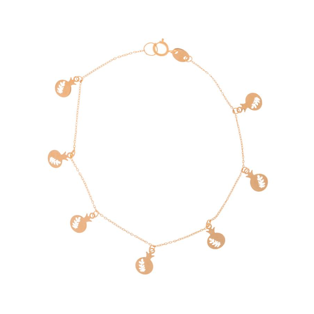 دستبند طلا زنانه طرح انار و برگ یلدایی پولکی قو طلایی کد B052658 دستبند طلا زنانه طرح انار و برگ یلدایی پولکی قو طلایی کد B052658