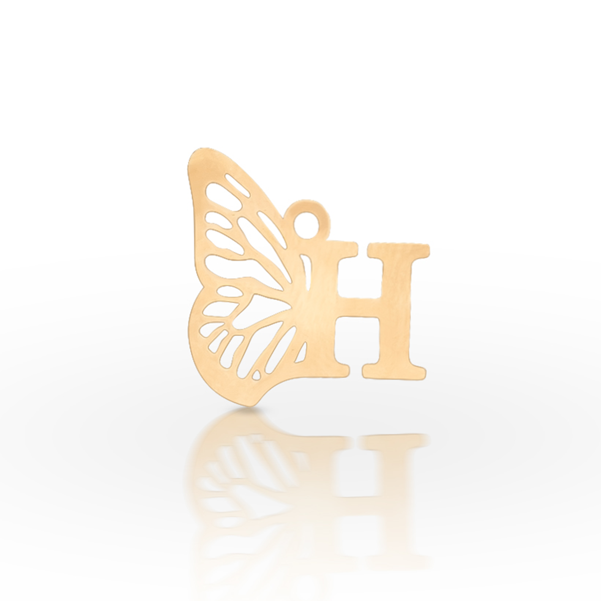 پلاک طلا زنانه طرح حرف H با بال پروانه-small-image