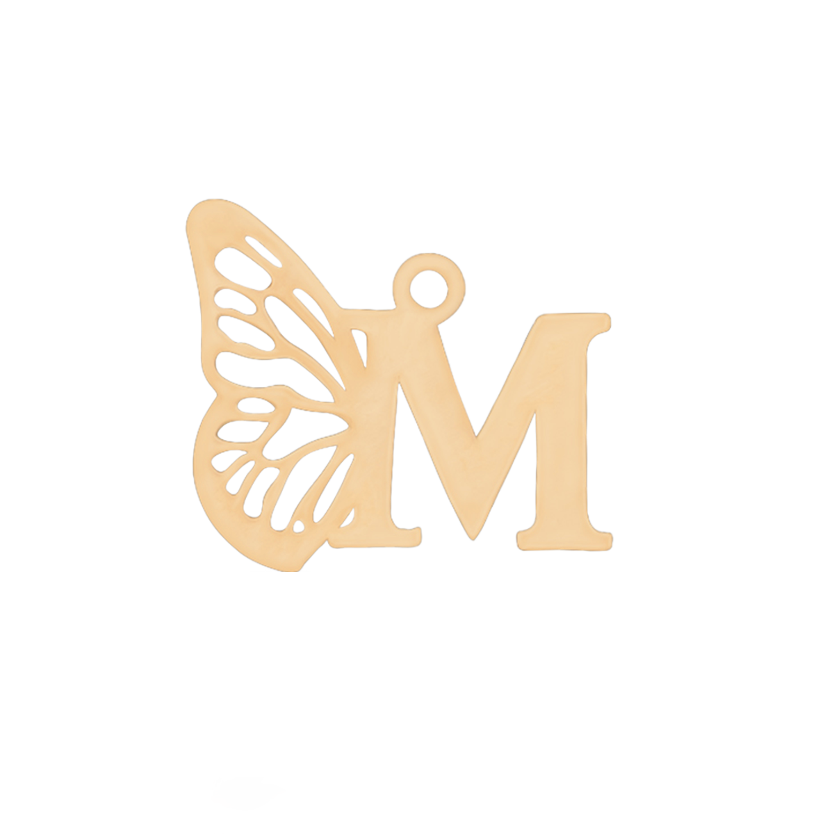 پلاک طلا زنانه طرح حرف M با بال پروانه پلاک طلا زنانه طرح حرف M با بال پروانه