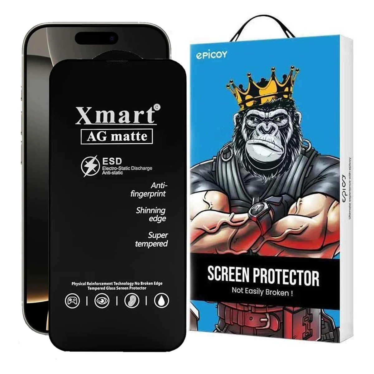 گلس گوشی مات اپل iphone 16/15/14 Pro اپیکوی مدل Xmart Ag Matte