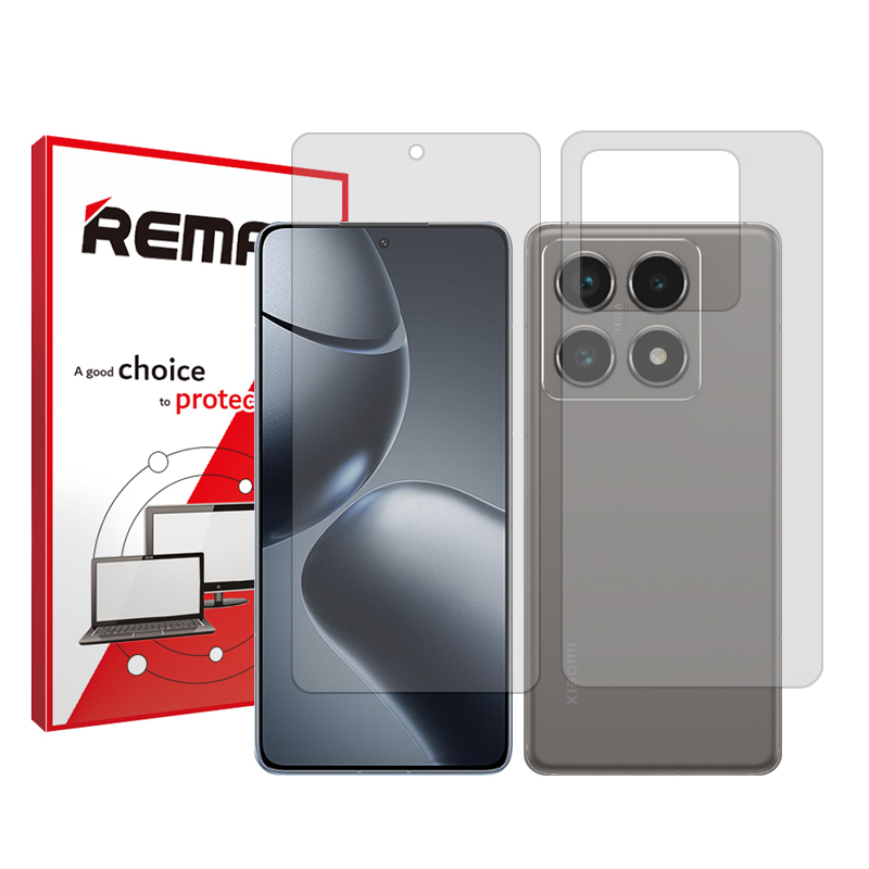 گلس گوشی شفاف شیائومی 14T Pro ریمکس مدل Resistant به همراه محافظ پشت گوشی