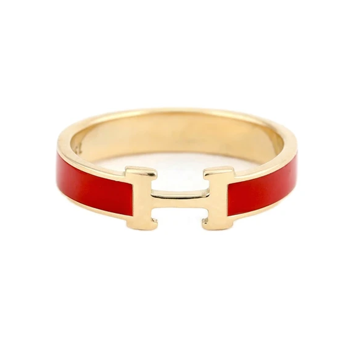 انگشتر طلا 18 عیار زنانه بان گالری مدل هرمس پهن قرمز سایز 52
