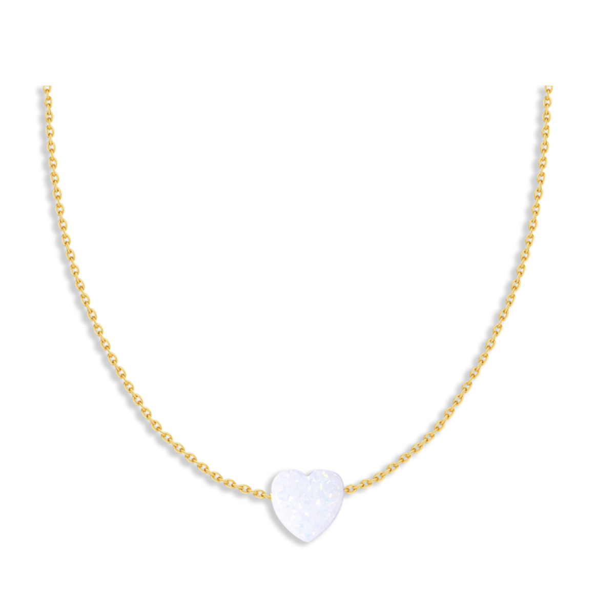 گردنبند طلا زنانه مدل اپال قلب سفید