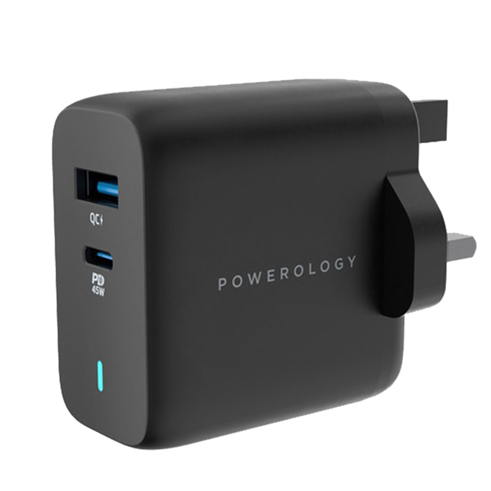 شارژر دیواری پاورولوجی مدل PWCUQC004 GaN 45W