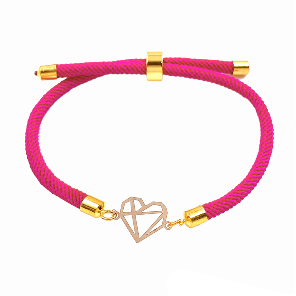 دستبند طلا زنانه با بافت طرح قلب آیسو هماتیت گلد کد 136079