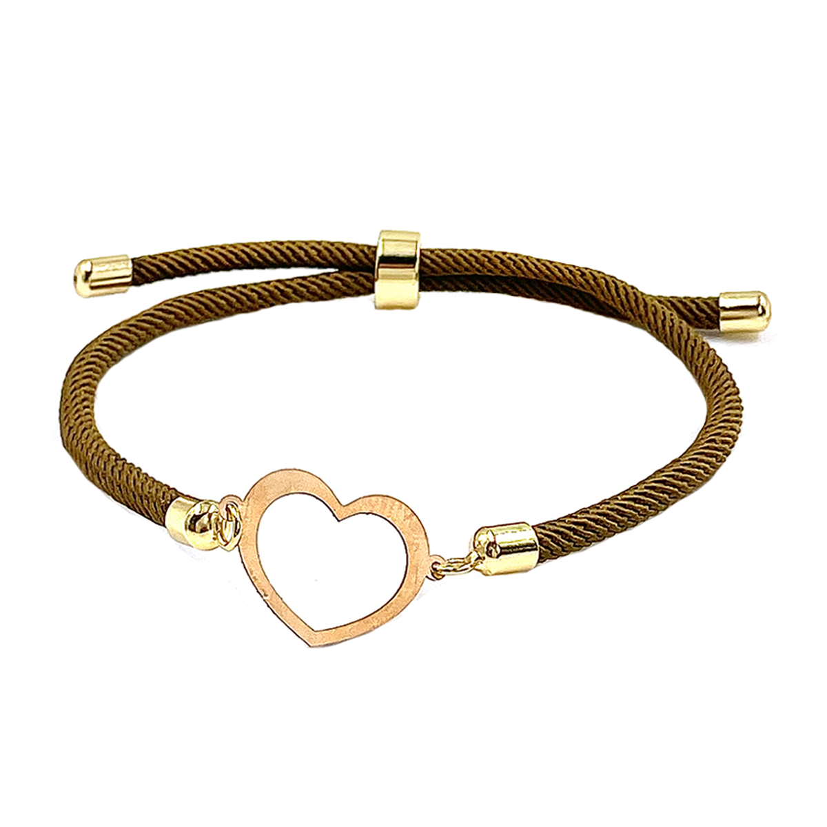 دستبند طلا زنانه با بافت طرح قلب شیوا هماتیت گلد کد 132218