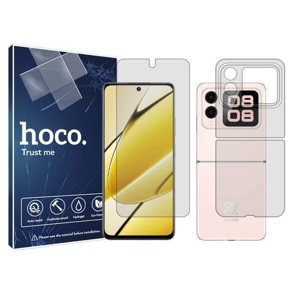 گلس گوشی شفاف هوآوی Nova Flip هوکو مدل Resistant به همراه محافظ پشت گوشی
