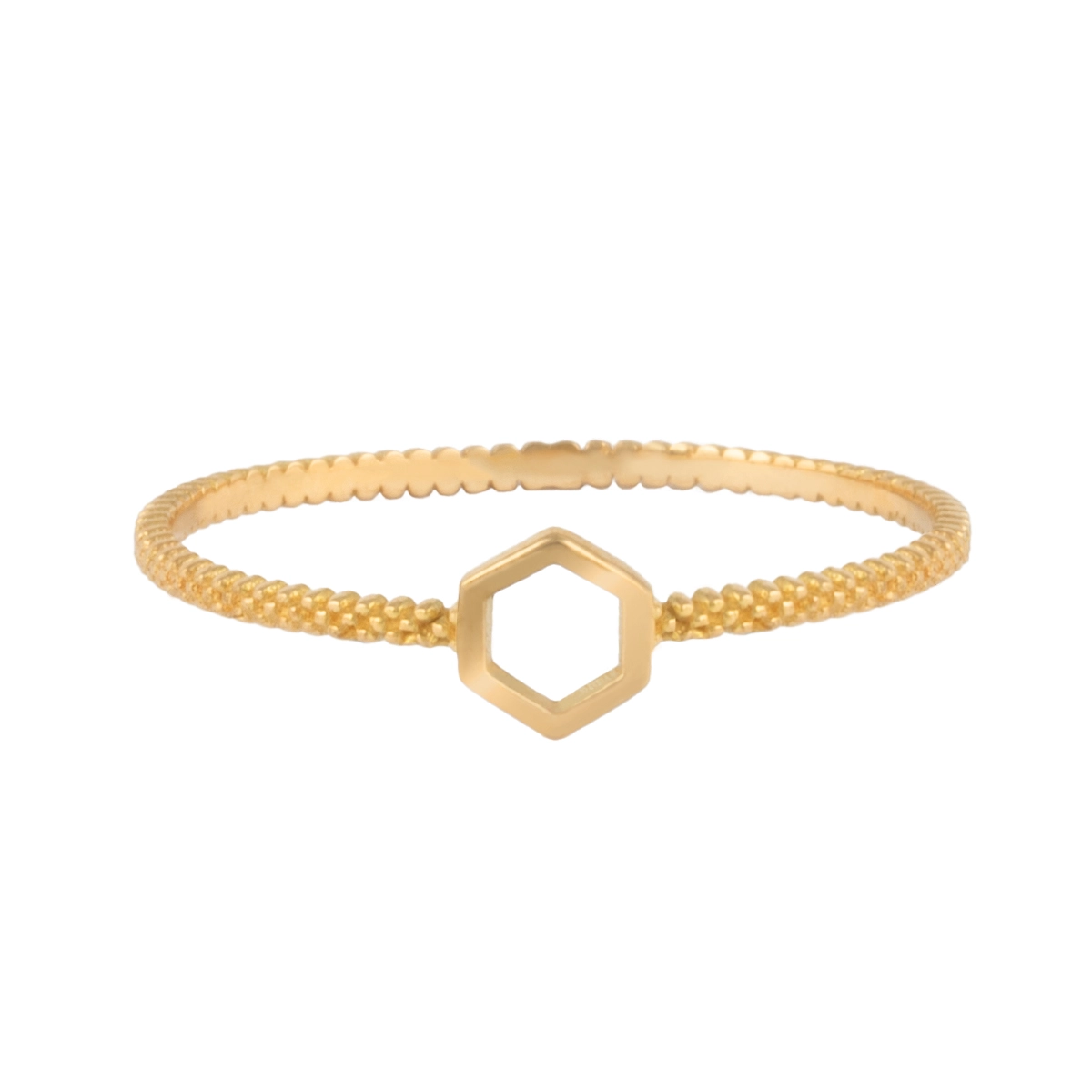 انگشتر طلا 18 عیار زنانه بان گالری مدل مینیمال هگزا توخالی رولکس سایز 52