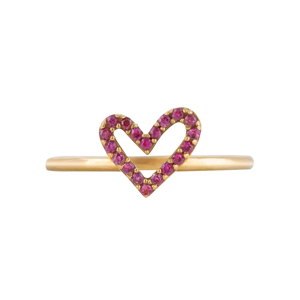 انگشتر طلا 18 عیار زنانه بان گالری مدل قلب آبنباتی نگین دار سایز 52