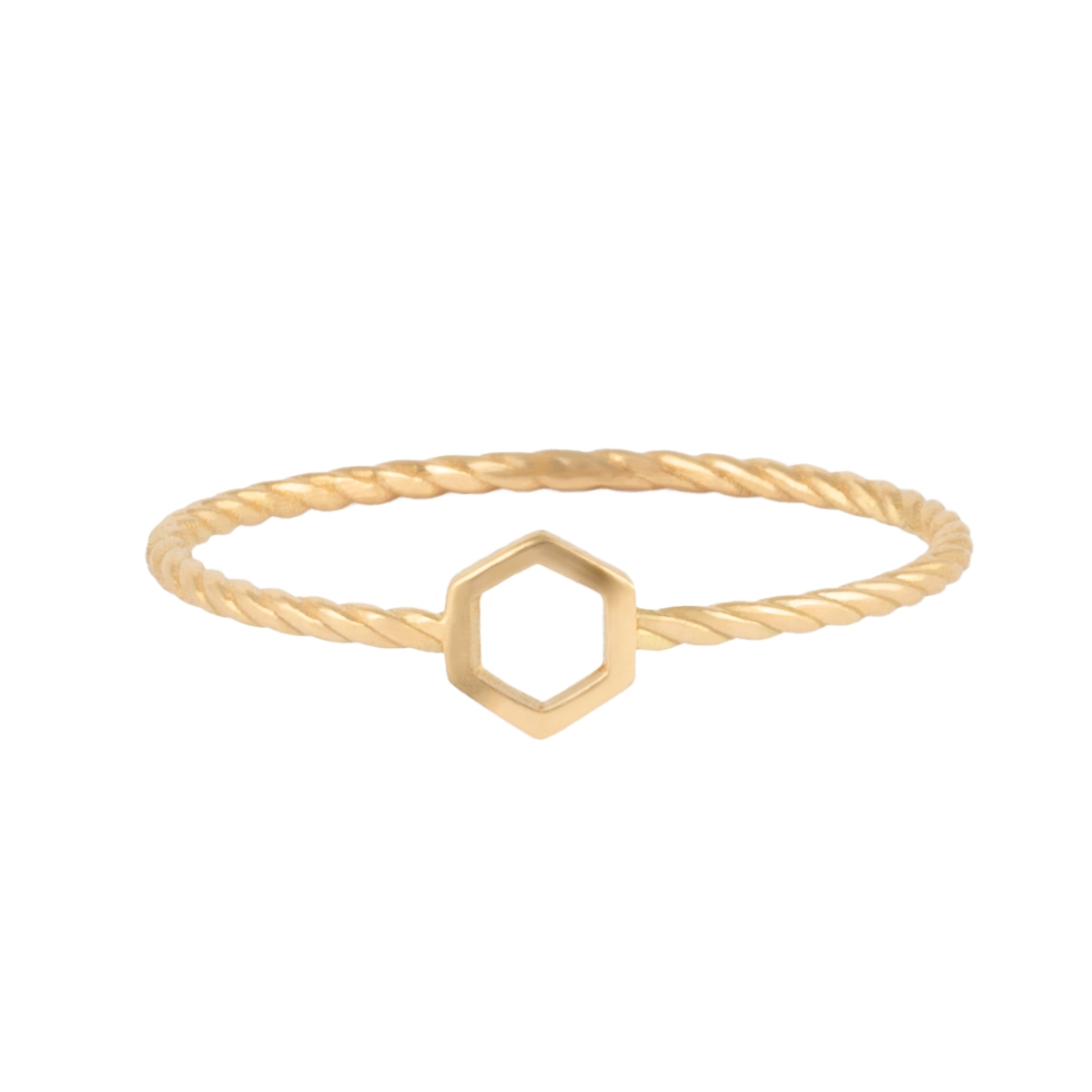 انگشتر طلا 18 عیار زنانه بان گالری مدل طنابی هگزا توخالی سایز 52