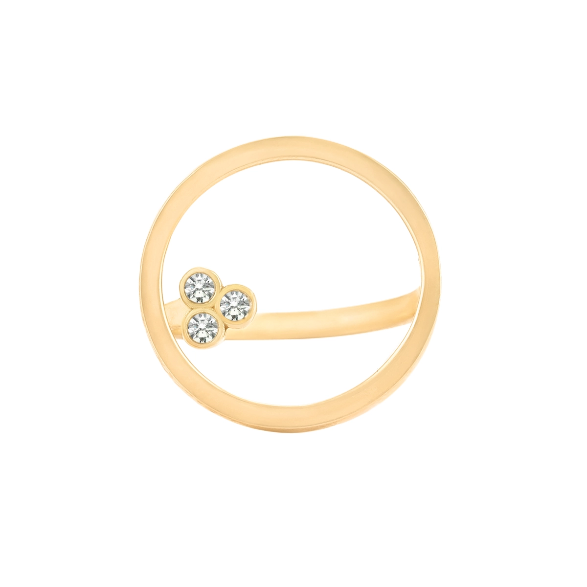 انگشتر طلا 18 عیار زنانه بان گالری مدل دایره سه سنگ سایز 52