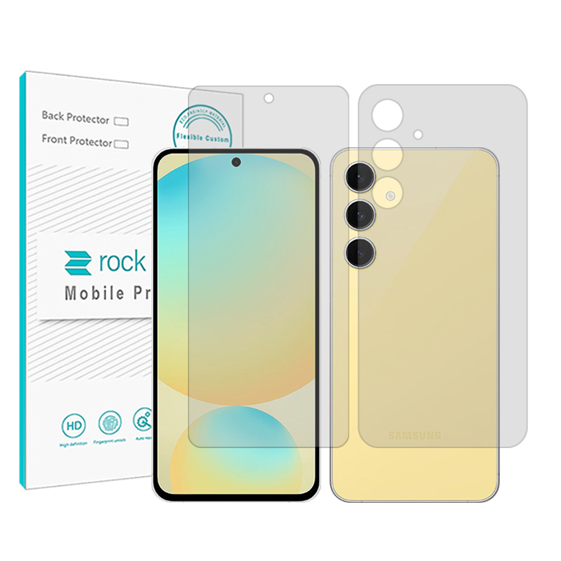 گلس گوشی شفاف سامسونگ Galaxy S24 FE راک اسپیس مدل Resistant به همراه محافظ پشت گوشی