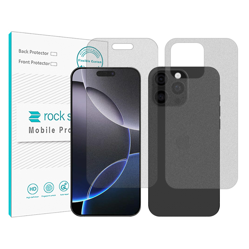 گلس گوشی مات اپل iPhone 16 Pro راک اسپیس مدل Shield به همراه محافظ پشت گوشی