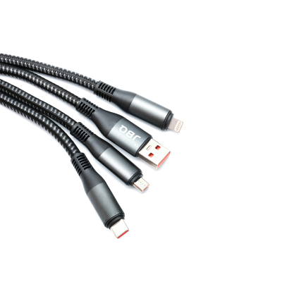 کابل میکرو USB / تایپ سی و لایتنینگ جی بی کیو مدل CA-633 طول 1 متر