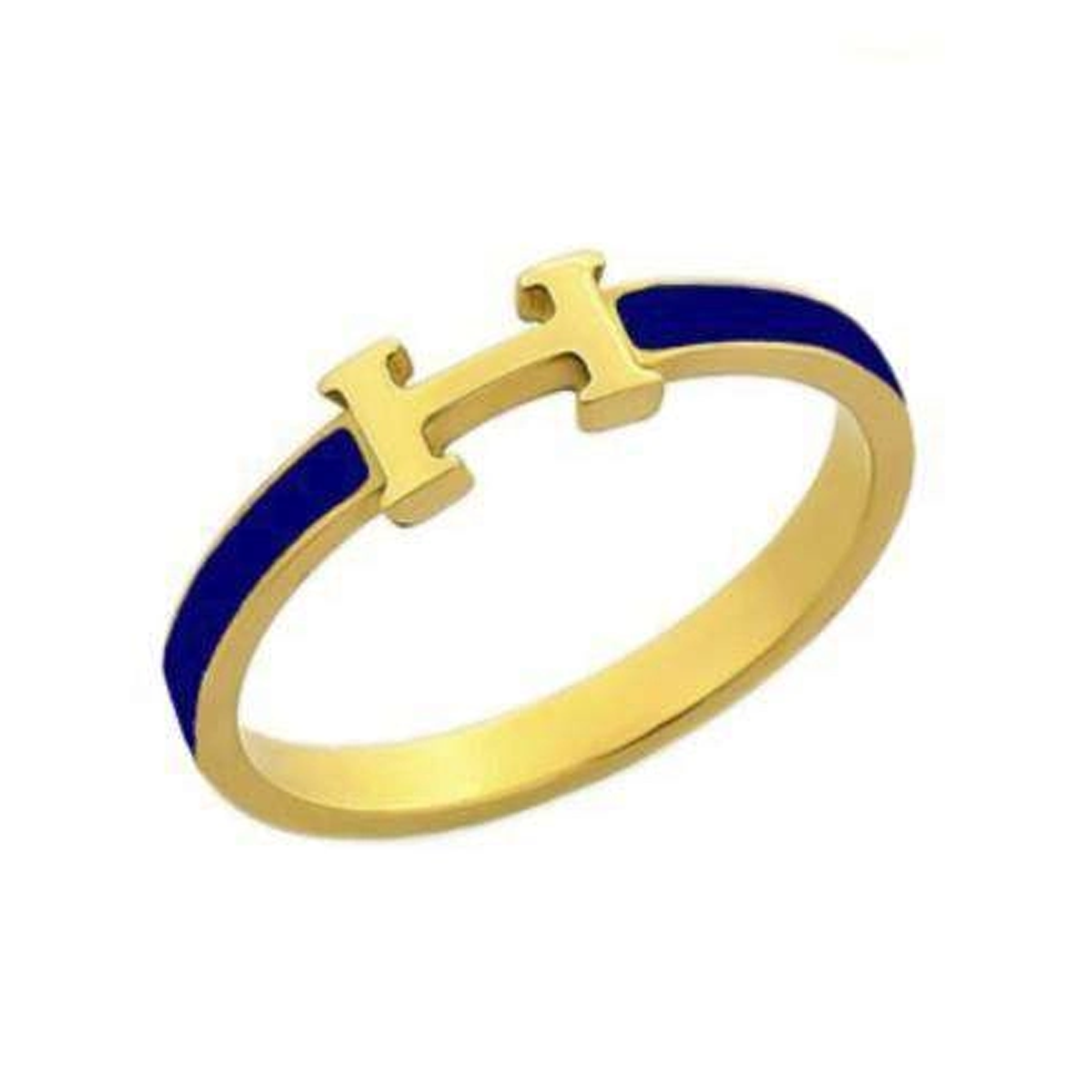 انگشتر طلا 18 عیار زنانه مدل هرمس سرمه ای مینایی کد sh0350 سایز 56