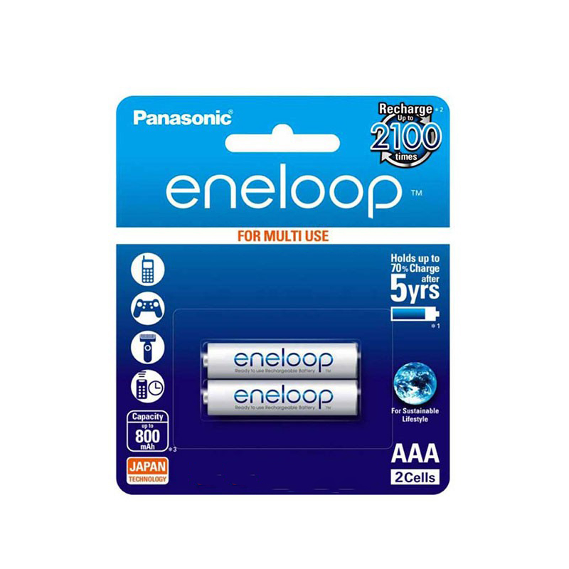 باتری نیم قلمی قابل شارژ پاناسونیک مدل eneloop HR03 بسته 2 عددی باتری نیم قلمی قابل شارژ پاناسونیک مدل eneloop HR03 بسته 2 عددی