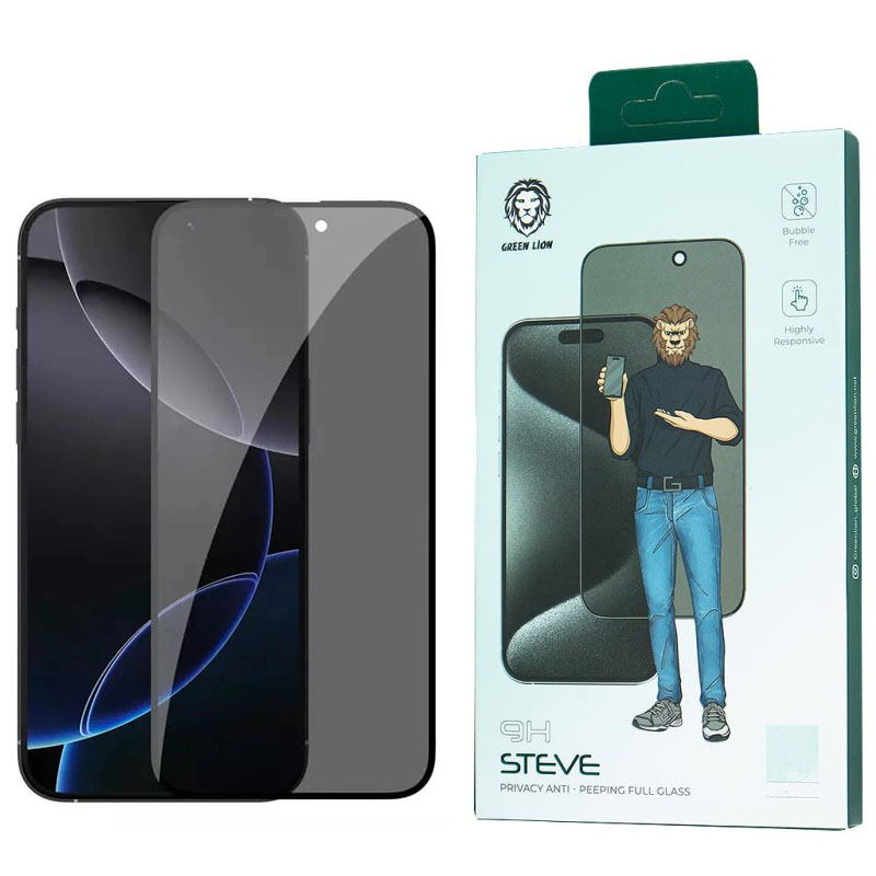 محافظ صفحه نمایش حریم خصوصی گوشی اپل iphone 15 Pro Max گرین لاین مدل 9H Steve privacy