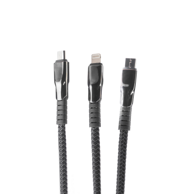 کابل تبدیل USB-C , LIGHTNING , MICROUSB جی بی کیو مدل DT-U33 طول 1.5 متر