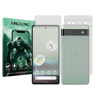 محافظ صفحه نمایش شفاف گوشی گوگل Pixel 6a کینگ کونگ مدل Tough به همراه محافظ پشت گوشی