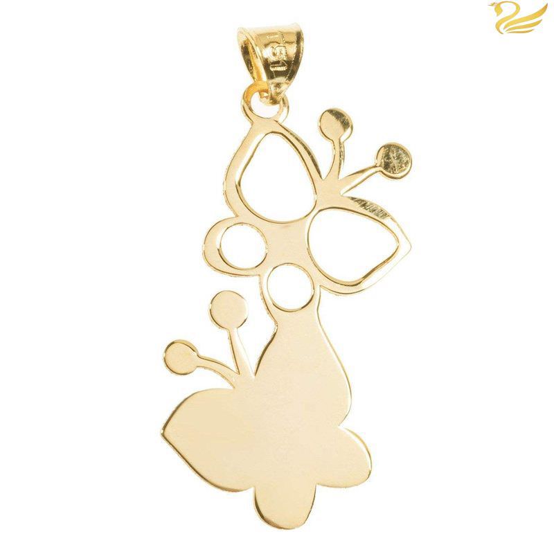 پلاک طلا 18عیار زنانه طرح پروانه پر و خالی