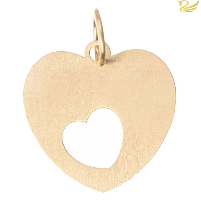 پلاک طلا 18عیار زنانه طرح قلب خالی در قلب پر