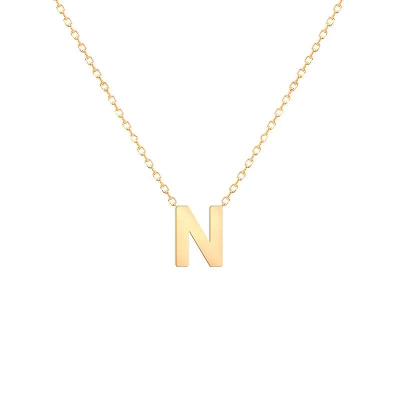 گردنبند طلا 18 عیار زنانه قو طلایی طرح حرف N با فونت ساده