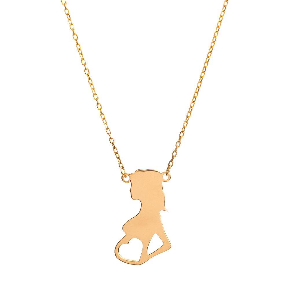 گردنبند طلا 18 عیار زنانه قو طلایی طرح مادر باردار و قلب