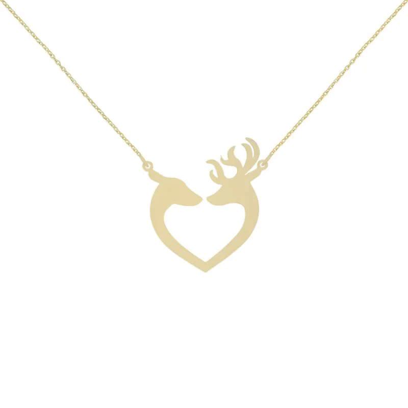 گردنبند طلا 18 عیار زنانه قو طلایی طرح گوزن عاشق