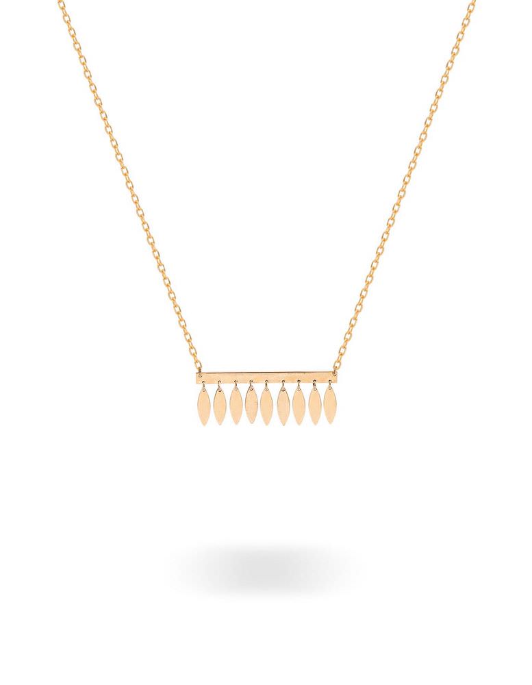 گردنبند طلا 18 عیار زنانه قو طلایی طرح مستطیل آبشاری