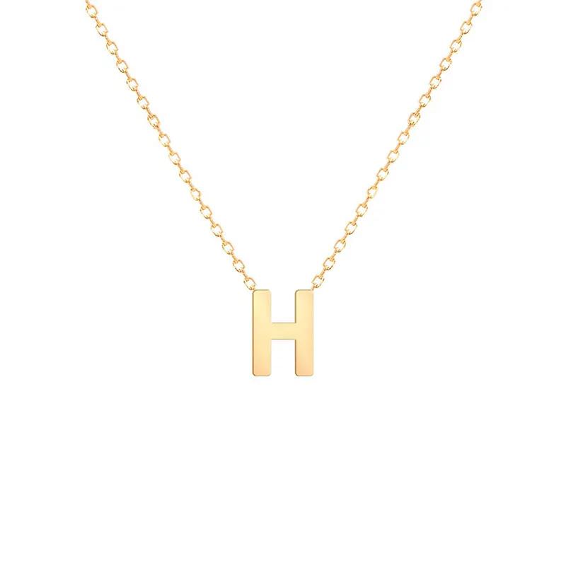 گردنبند طلا 18 عیار زنانه قو طلایی طرح حرف H با فونت ساده