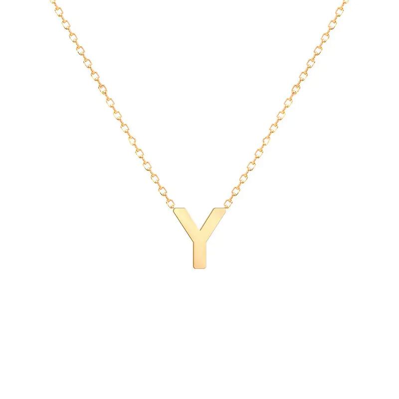 گردنبند طلا 18 عیار زنانه قو طلایی طرح حرف Y با فونت ساده