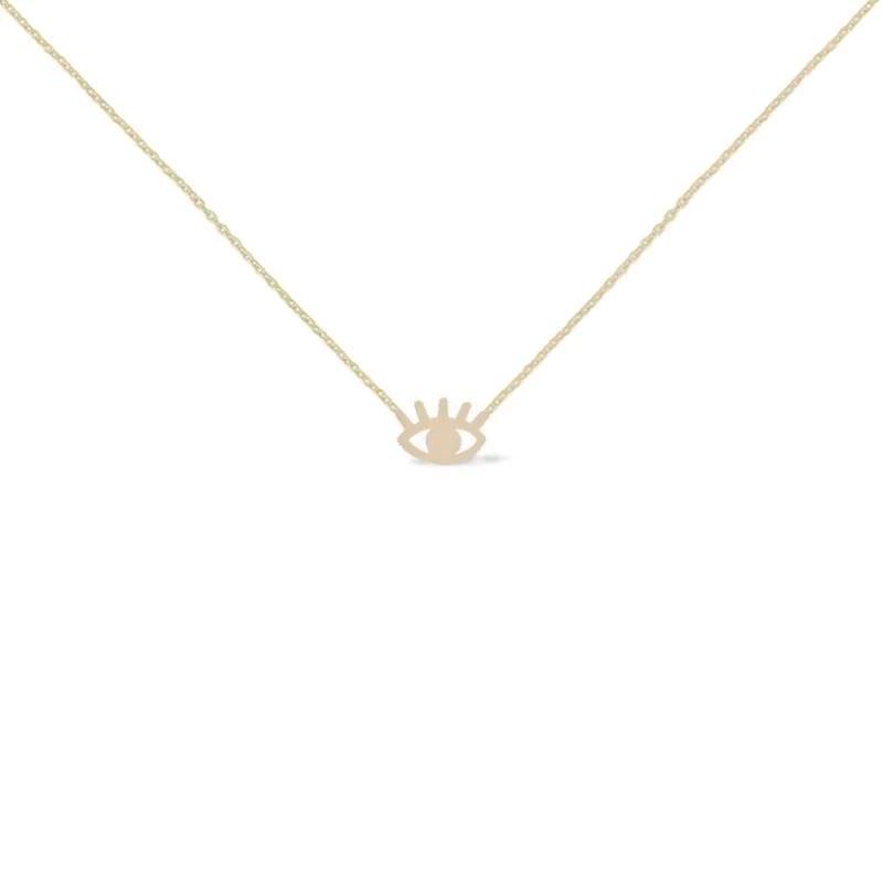 گردنبند طلا 18 عیار زنانه قو طلایی طرح چشم و مژه