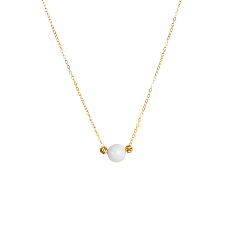 گردنبند طلا 18 عیار زنانه قو طلایی طرح مروارید و البرنادو