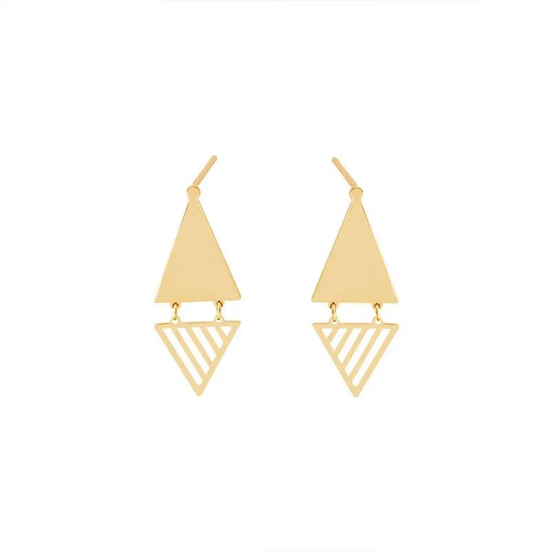 گوشواره طلا 18 عیار زنانه قو طلایی طرح مثلث قرینه